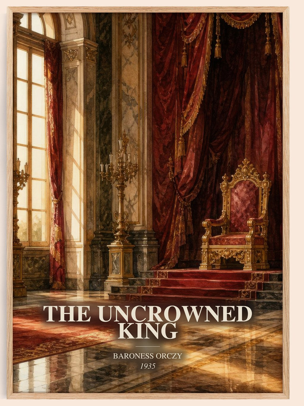 The Uncrowned King watercolour book poster by Baroness Orczy – framed literary art print