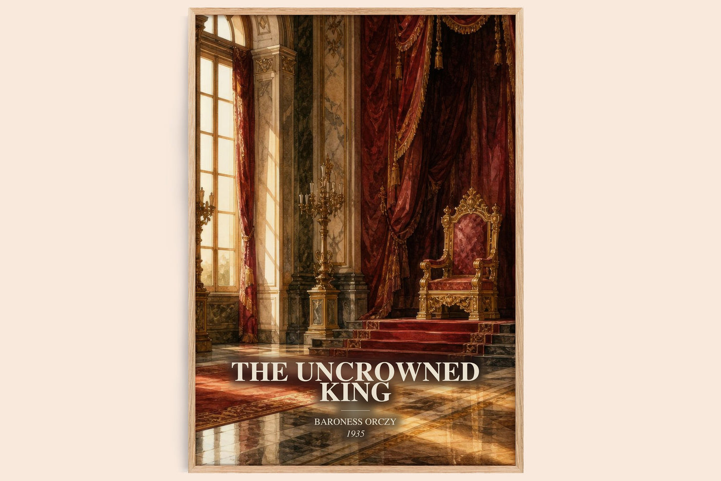 The Uncrowned King bookish book poster by Baroness Orczy – framed literary art print
