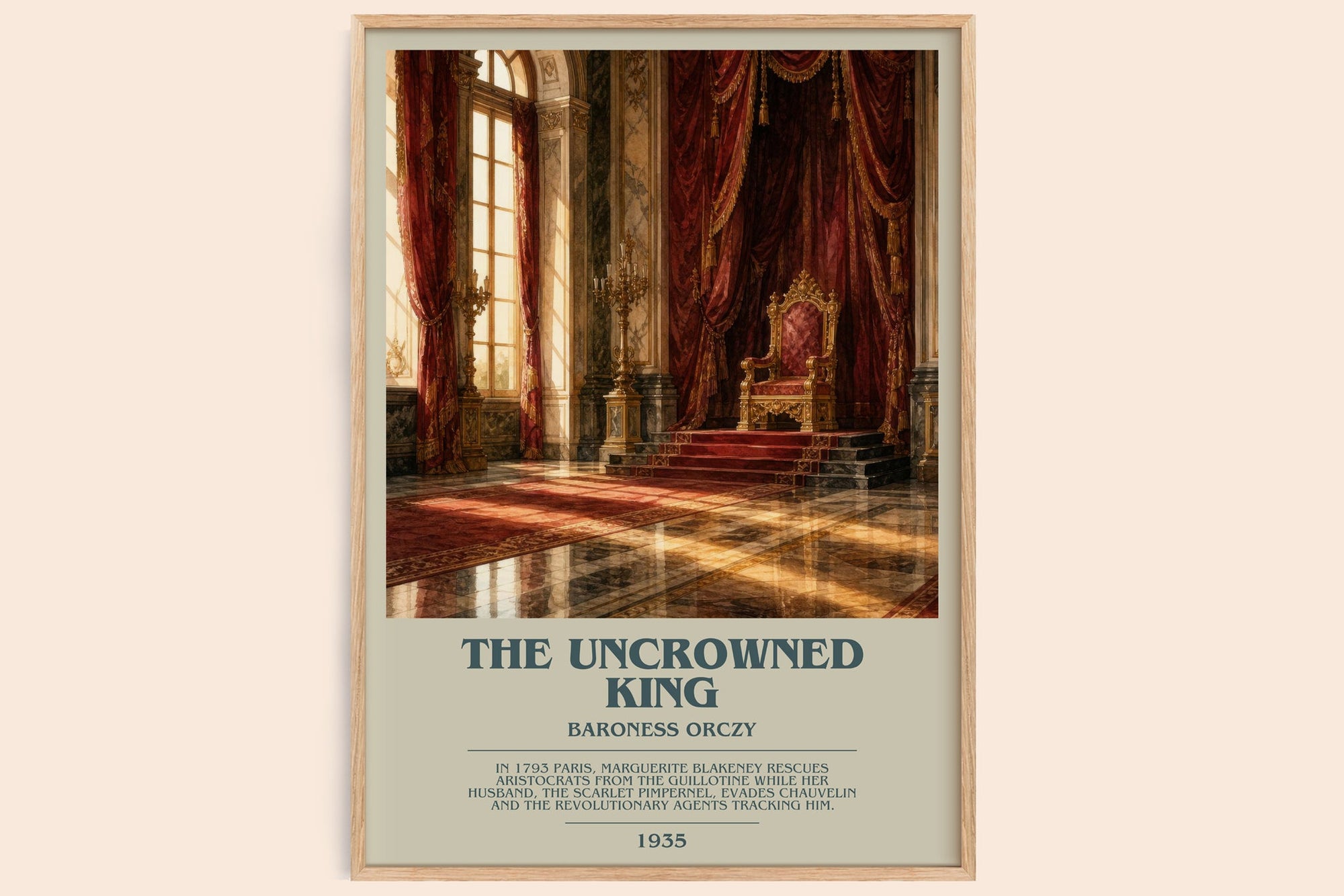 The Uncrowned King bookish book poster by Baroness Orczy – framed literary art print