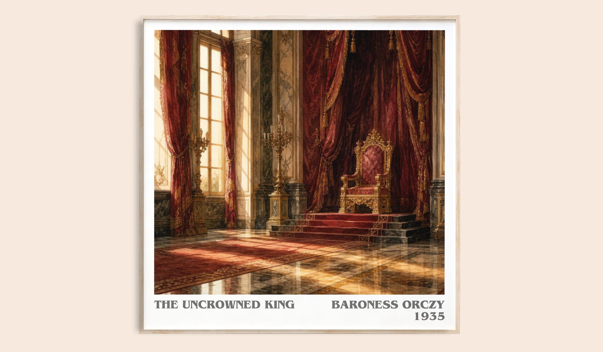 The Uncrowned King literary book poster by Baroness Orczy – framed literary art print