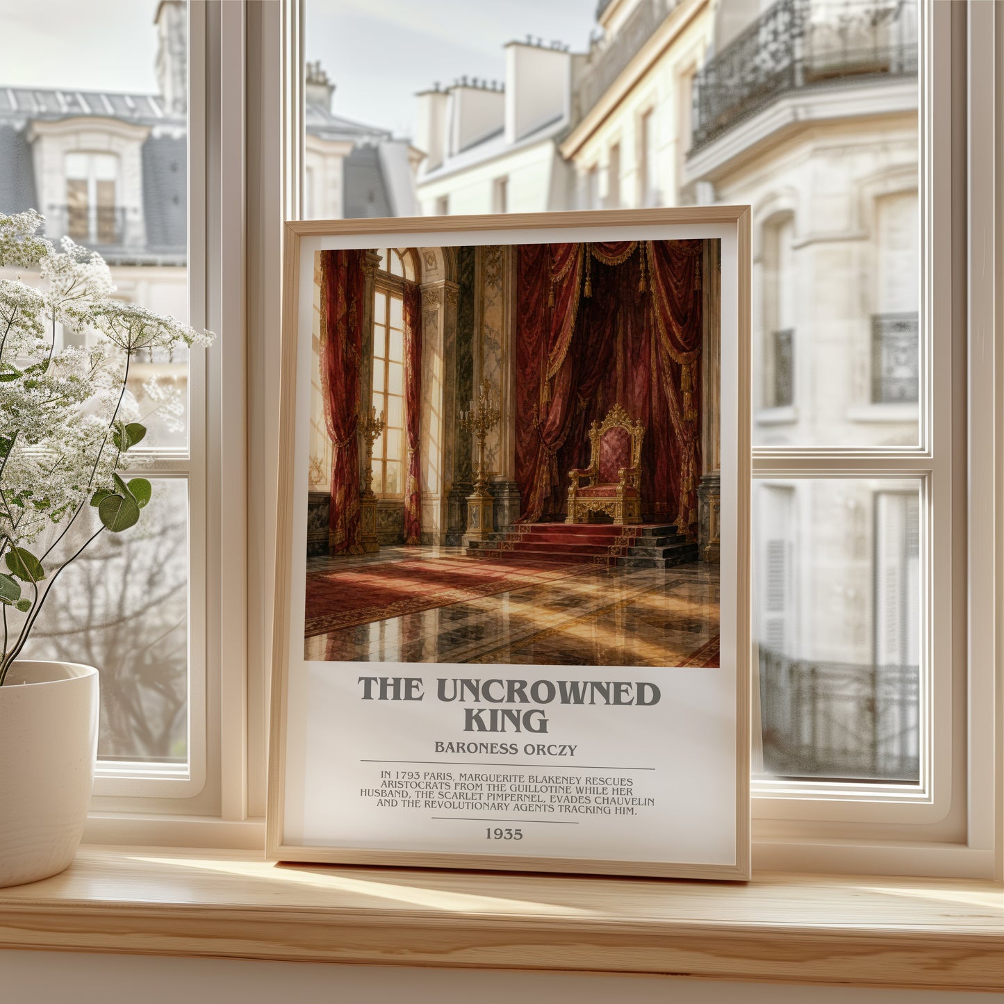 The Uncrowned King bookish poster colour and style options – Baroness Orczy book art