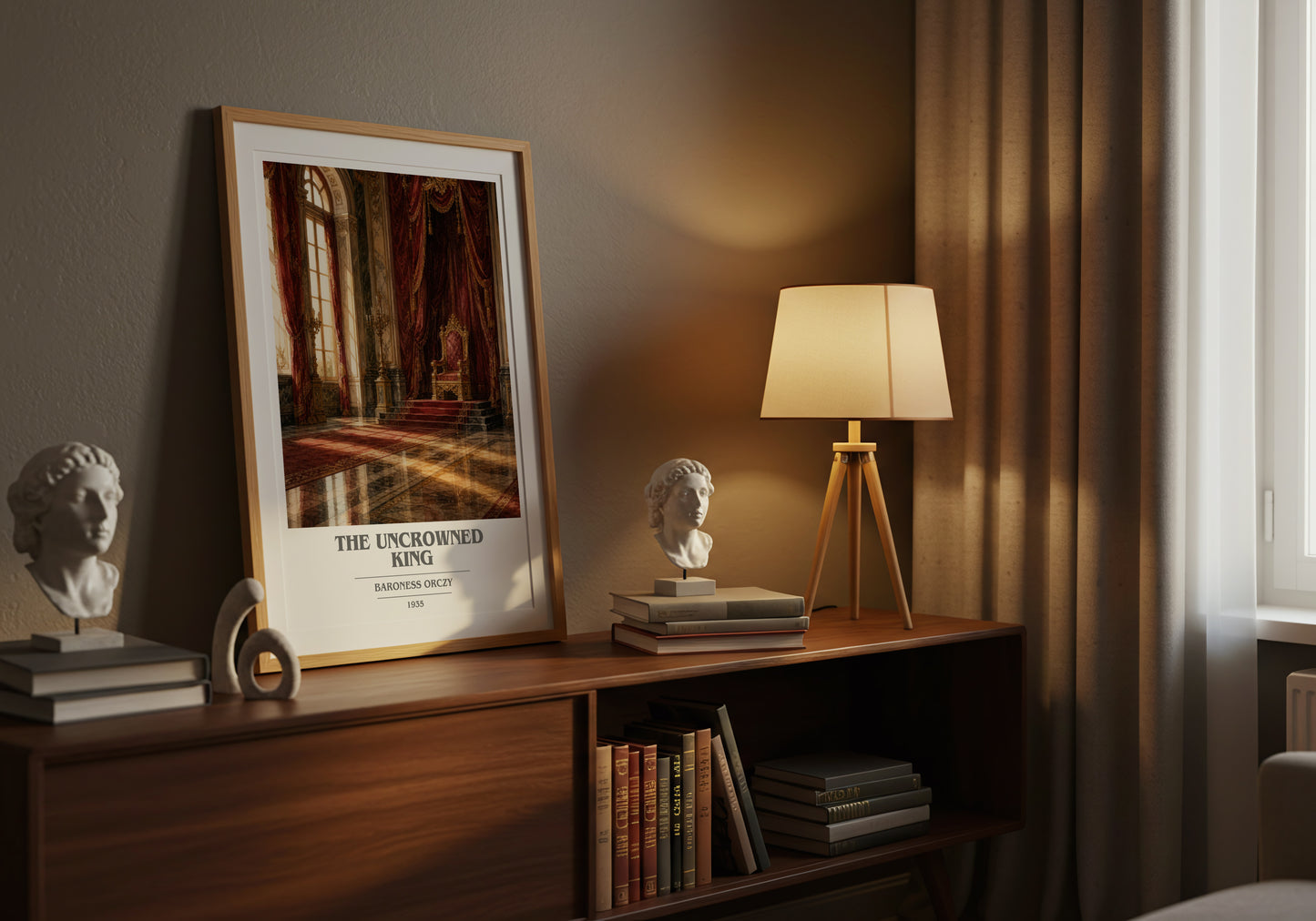 The Uncrowned King book cover book poster framed on wall – historical fiction wall art