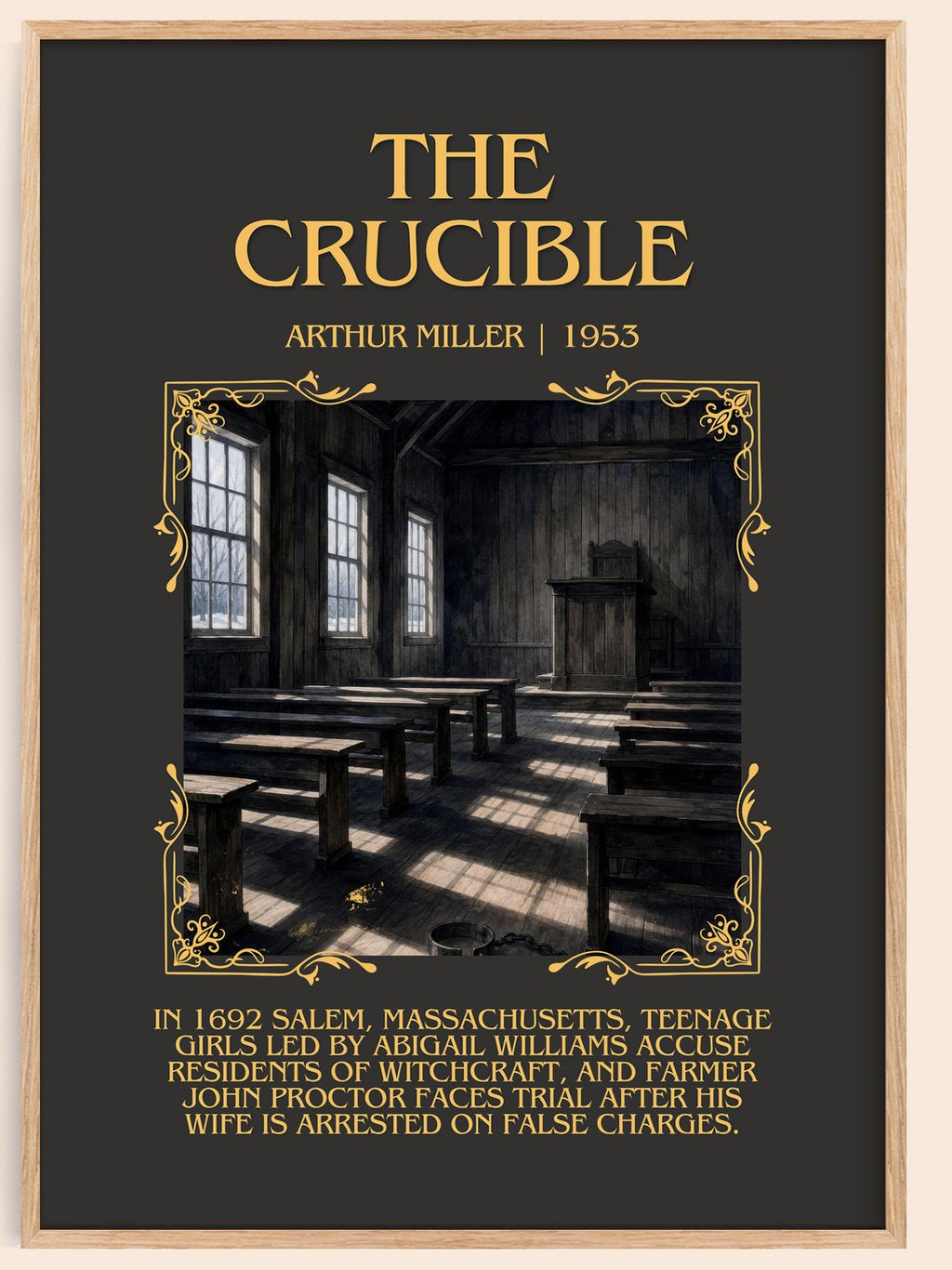 The Crucible Minimalist Book Poster by Arthur Miller – book poster
