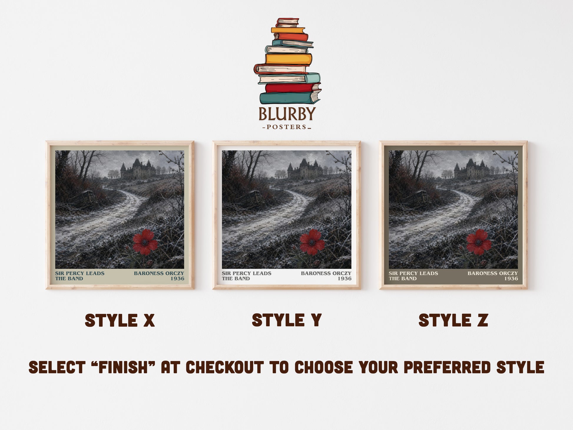 Sir Percy Leads The Band literary print in frame leaning in hallway – historical fiction wall art