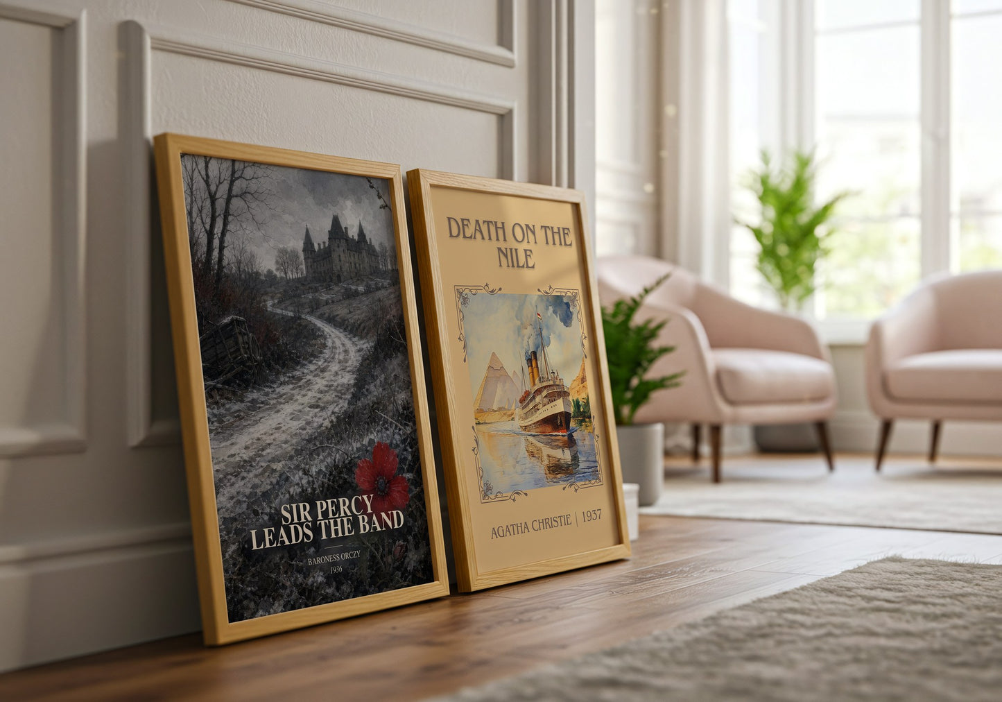 Sir Percy Leads The Band watercolour print framed by window – literary home decor