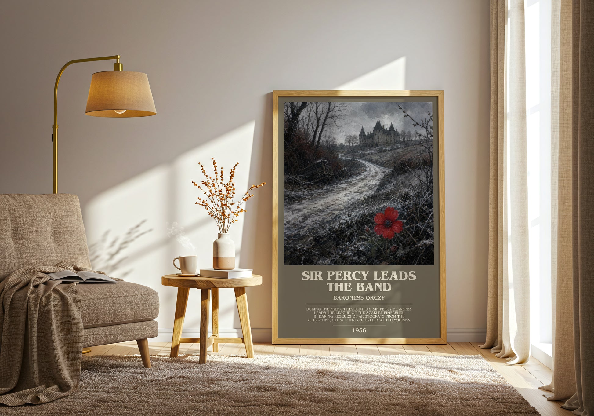 Sir Percy Leads The Band bookish print on bookshelf – Baroness Orczy fan gift