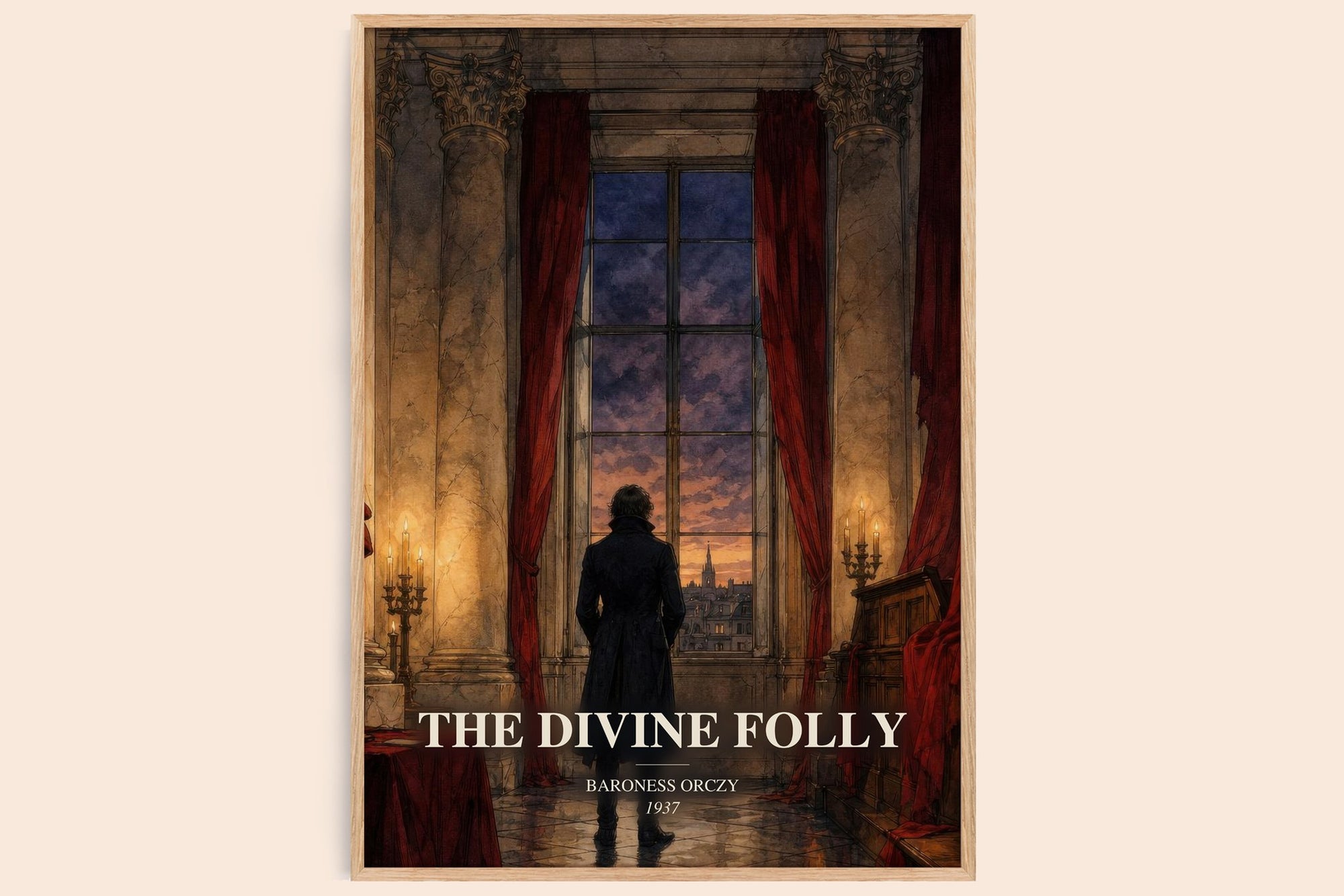 The Divine Folly watercolour book poster by Baroness Orczy – framed literary art print