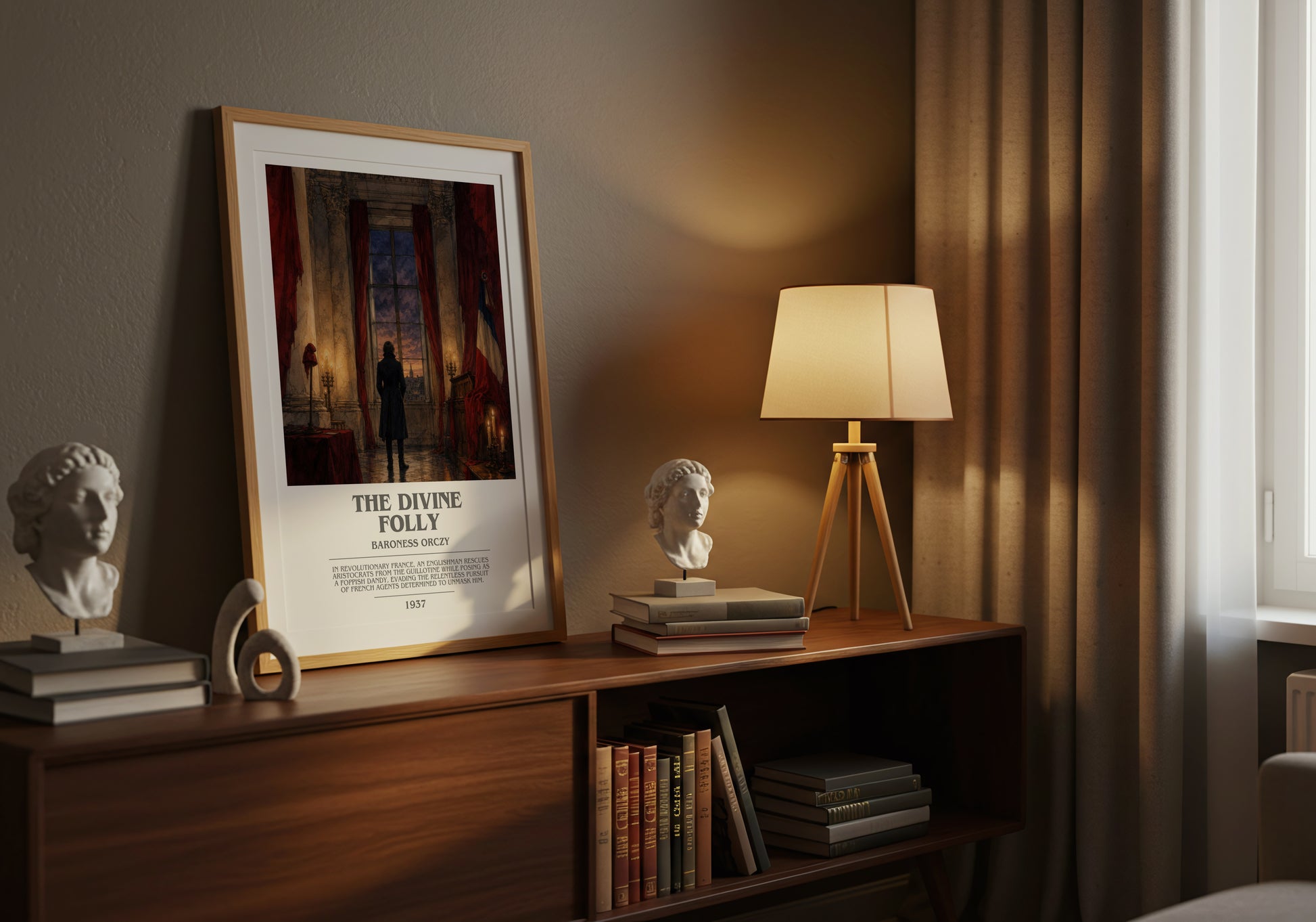 The Divine Folly bookish book poster framed on wall – historical fiction wall art