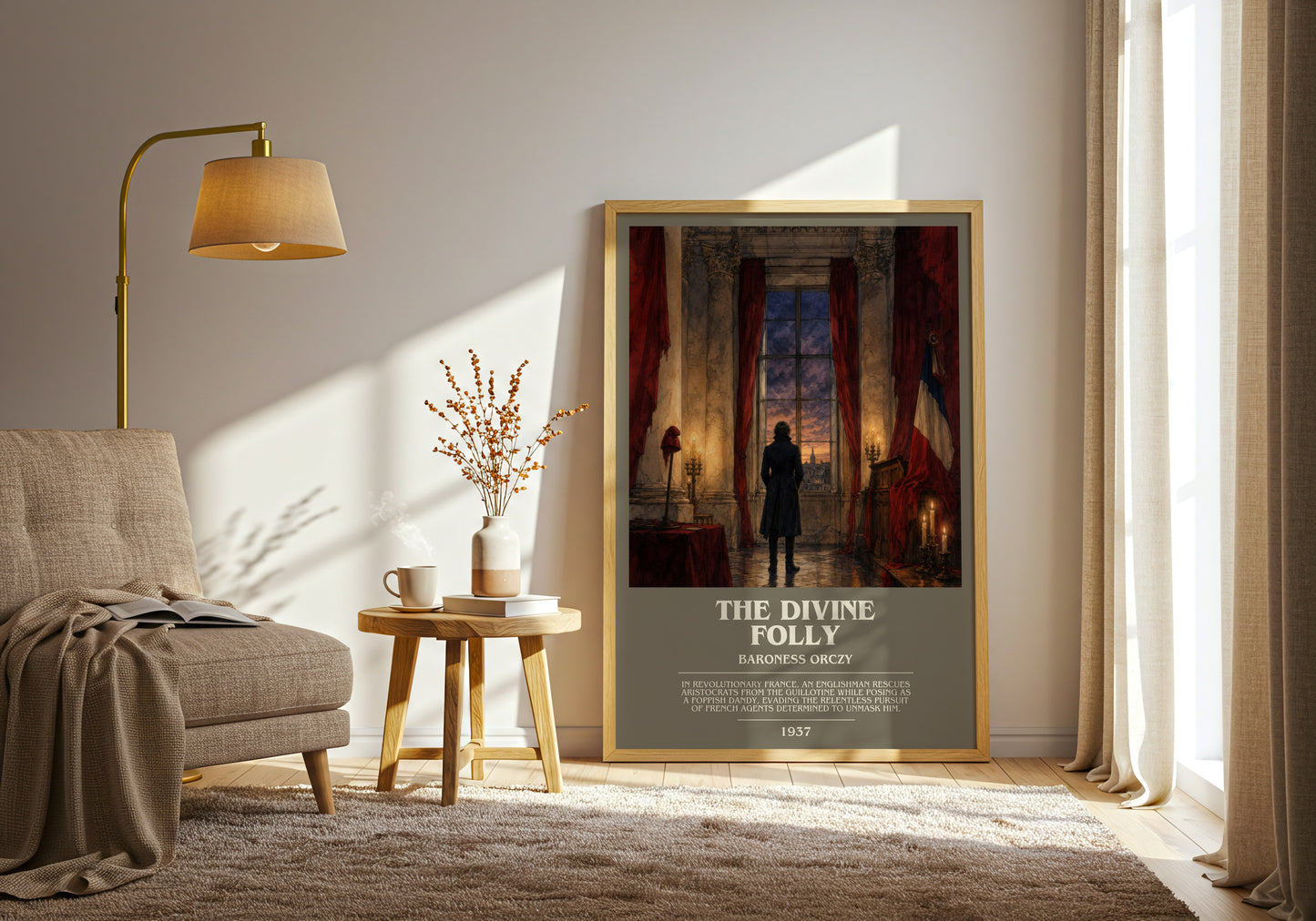 The Divine Folly bookish print on bookshelf – Baroness Orczy fan gift