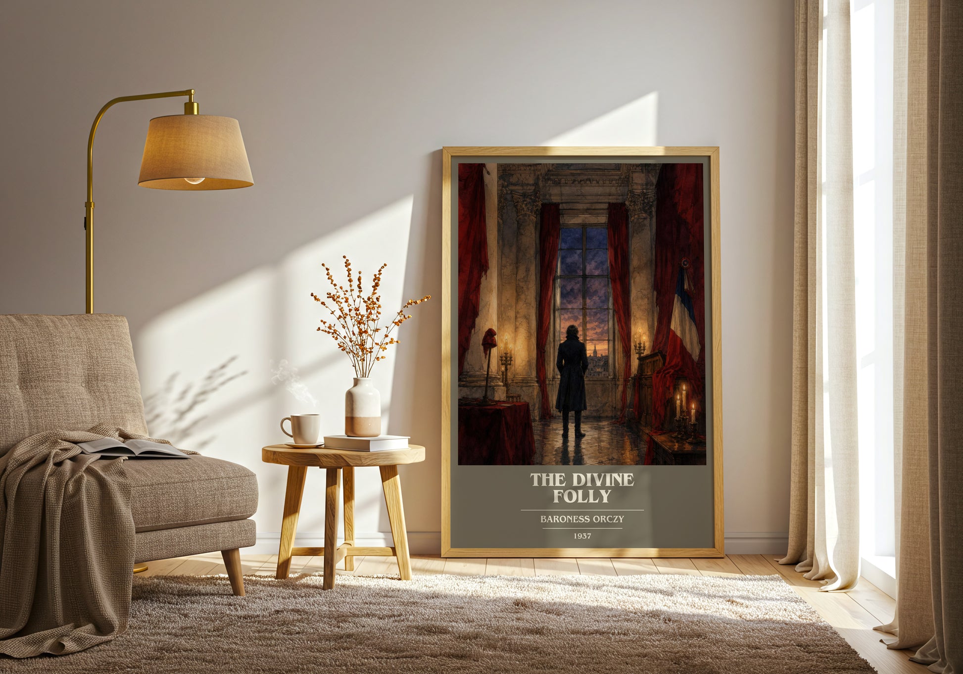 The Divine Folly book cover print on bookshelf – Baroness Orczy fan gift