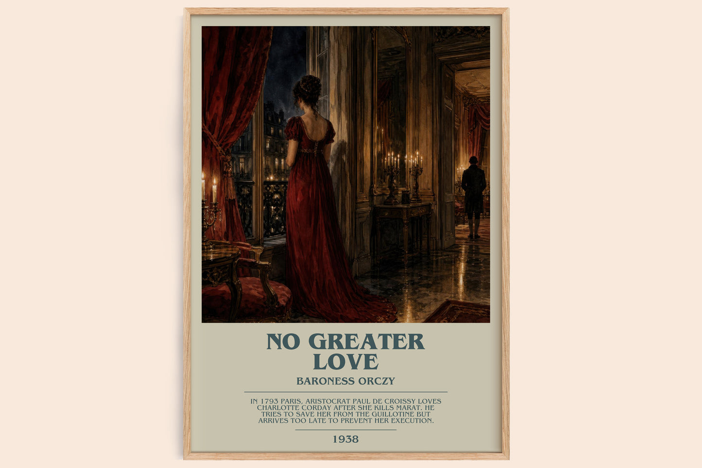 No Greater Love bookish book poster by Baroness Orczy – framed literary art print