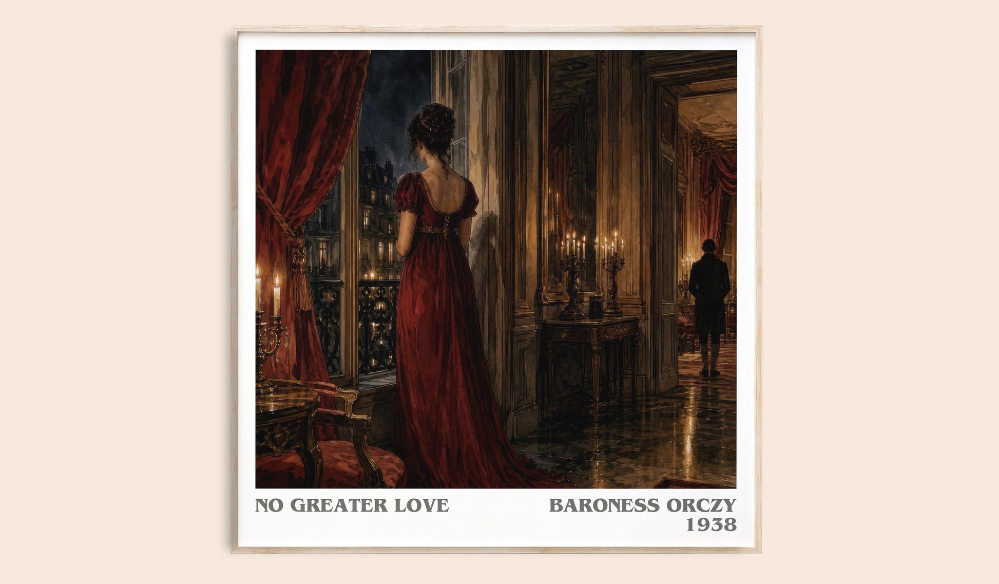 No Greater Love literary book poster by Baroness Orczy – framed literary art print