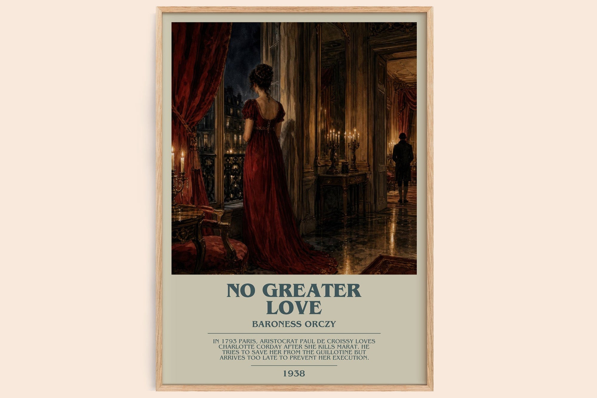 No Greater Love bookish book poster by Baroness Orczy – framed literary art print