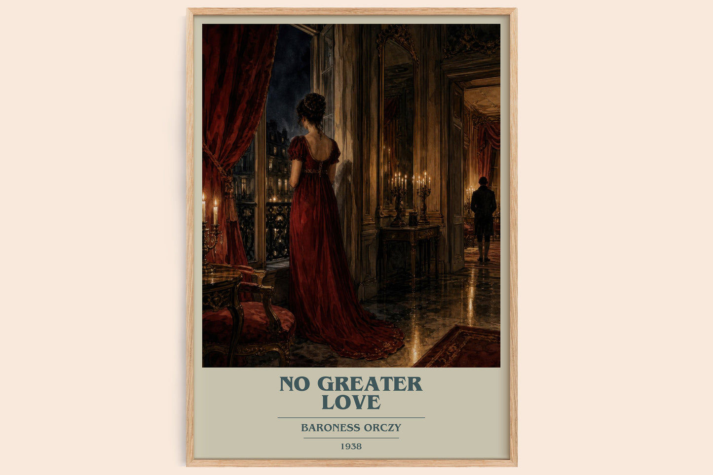 No Greater Love book cover book poster by Baroness Orczy – framed literary art print
