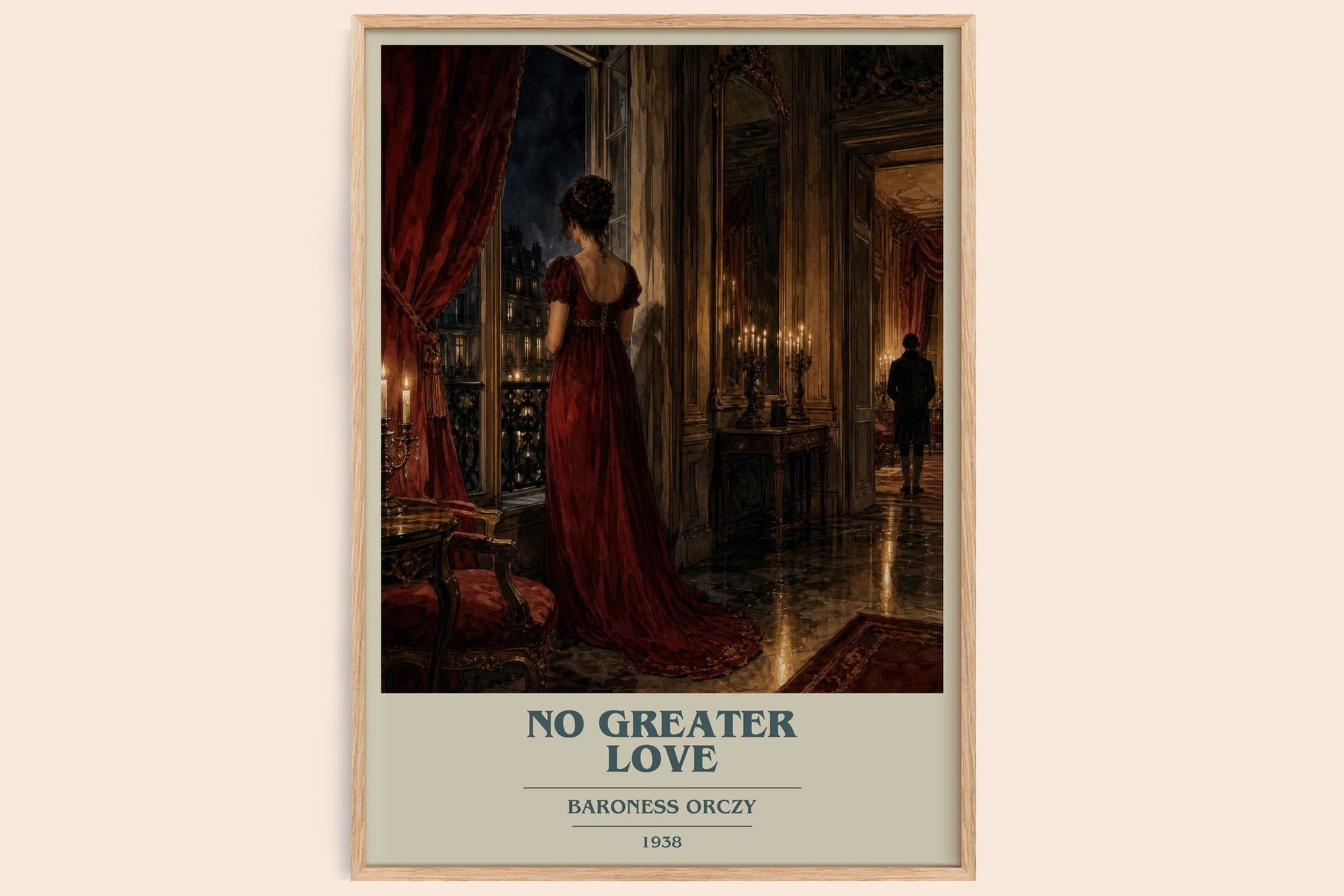 No Greater Love book cover book poster by Baroness Orczy – framed literary art print