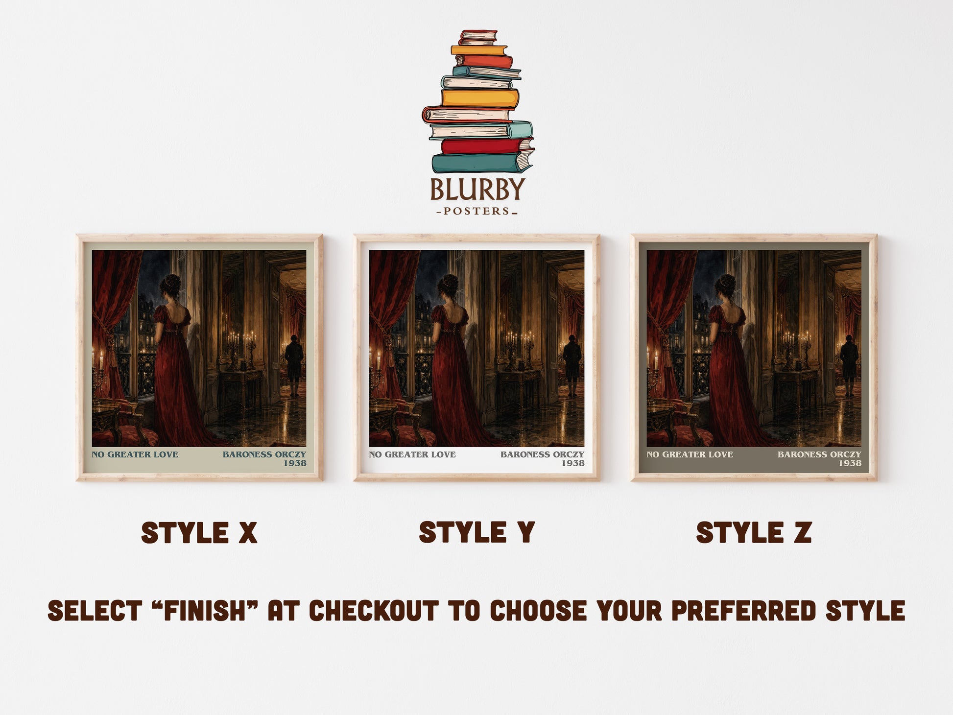 No Greater Love literary print in frame leaning in hallway – historical fiction wall art