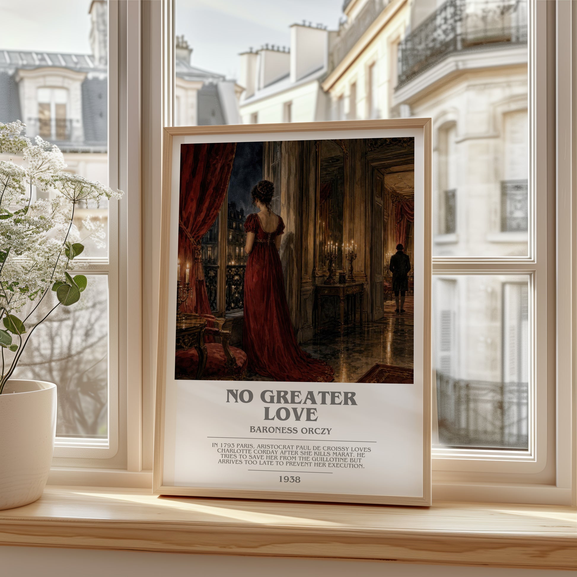 No Greater Love bookish poster colour and style options – Baroness Orczy book art