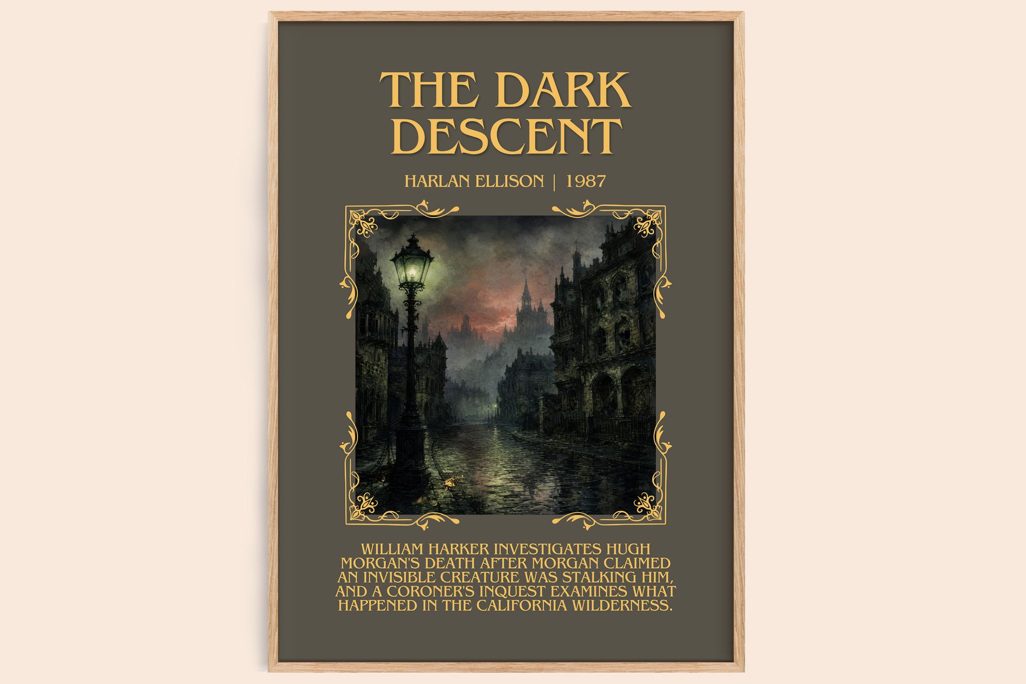The Dark Descent Minimalist Book Poster by Harlan Ellison