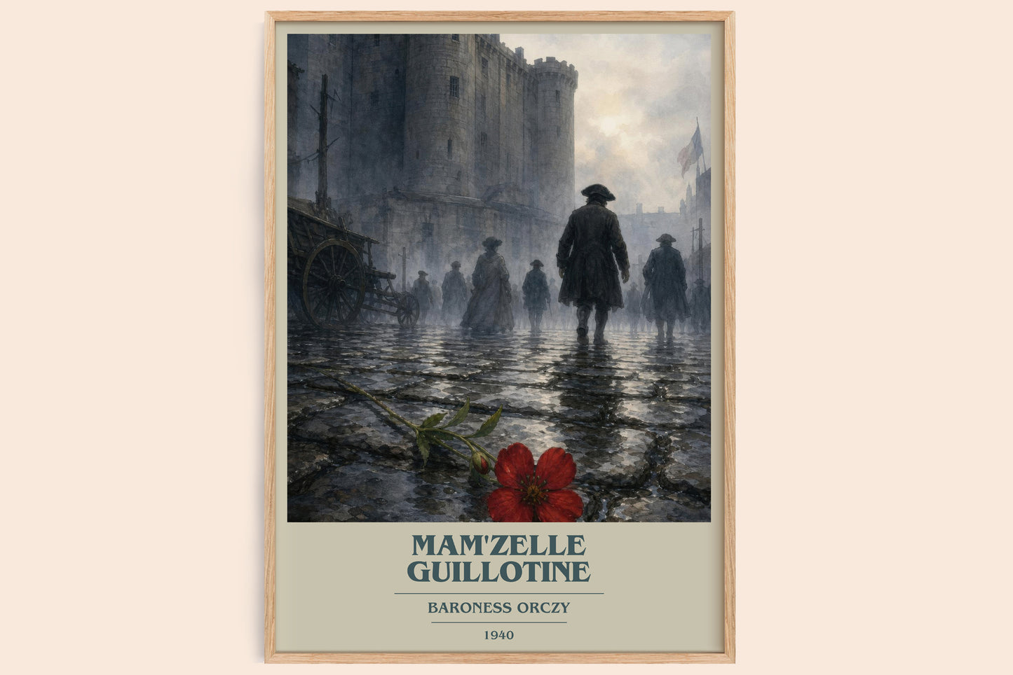 Mam'Zelle Guillotine book cover book poster by Baroness Orczy – framed literary art print