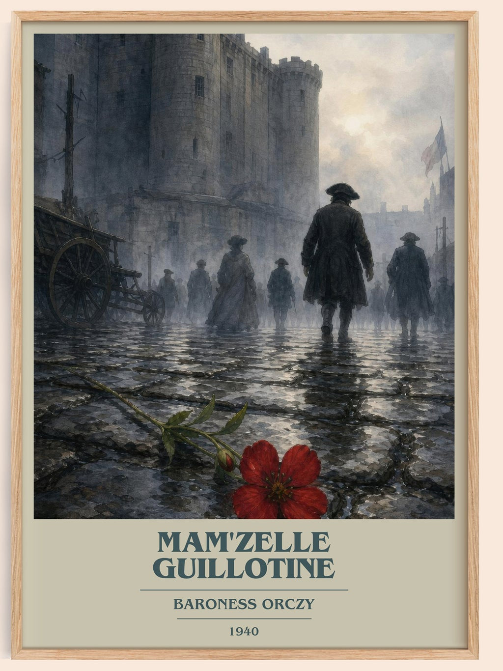Mam'Zelle Guillotine book cover book poster by Baroness Orczy – framed literary art print