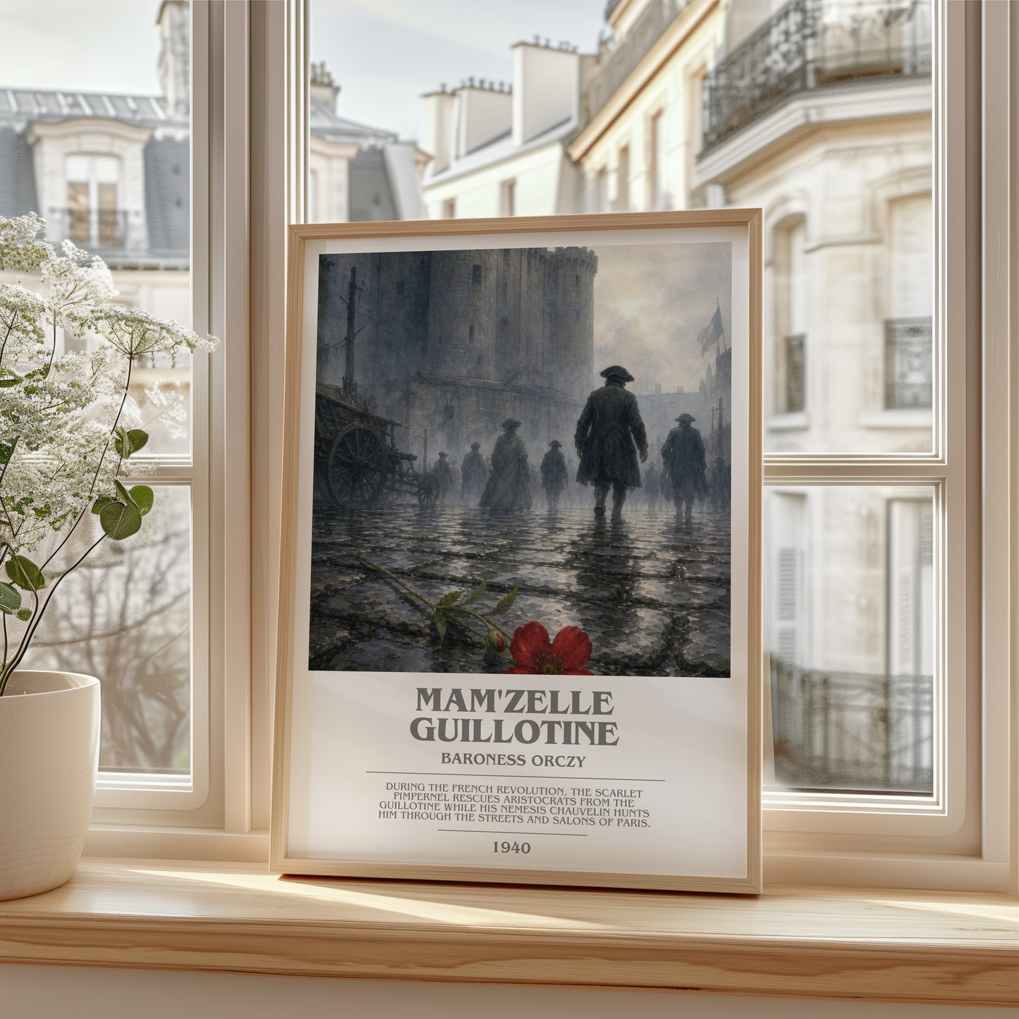 Mam'Zelle Guillotine bookish poster colour and style options – Baroness Orczy book art