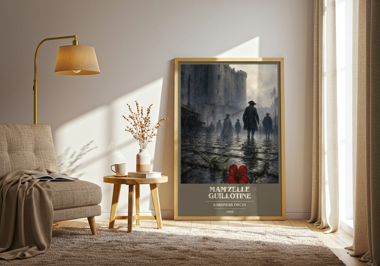 Mam'Zelle Guillotine book cover print on bookshelf – Baroness Orczy fan gift