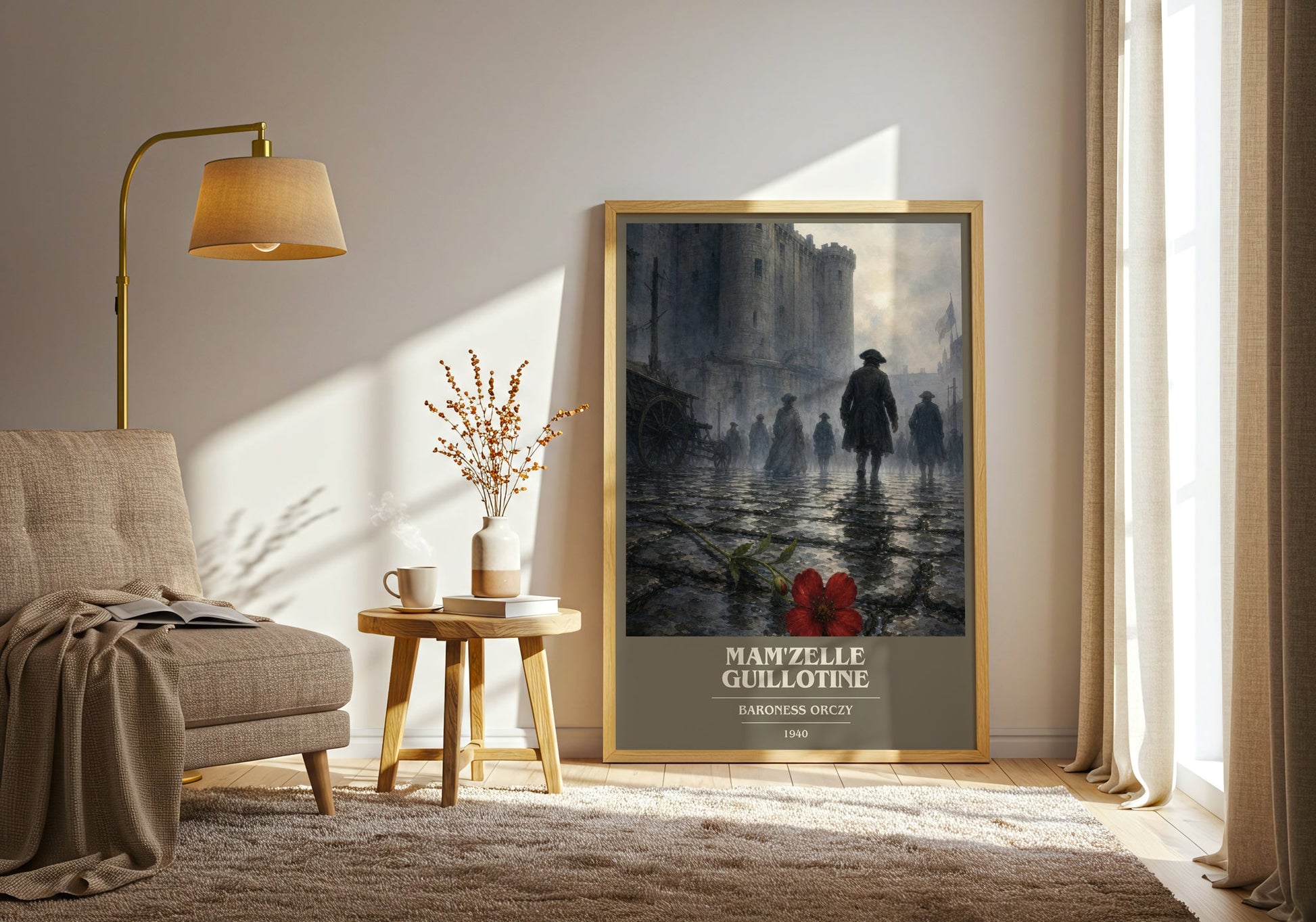 Mam'Zelle Guillotine book cover print on bookshelf – Baroness Orczy fan gift