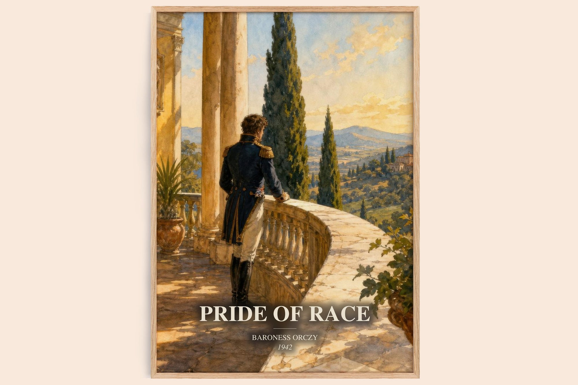 Pride Of Race watercolour book poster by Baroness Orczy – framed literary art print