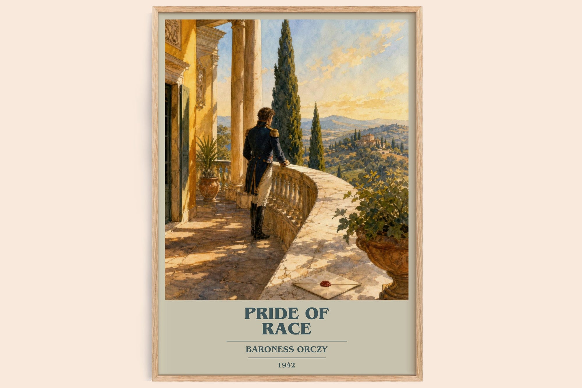 Pride Of Race book cover book poster by Baroness Orczy – framed literary art print