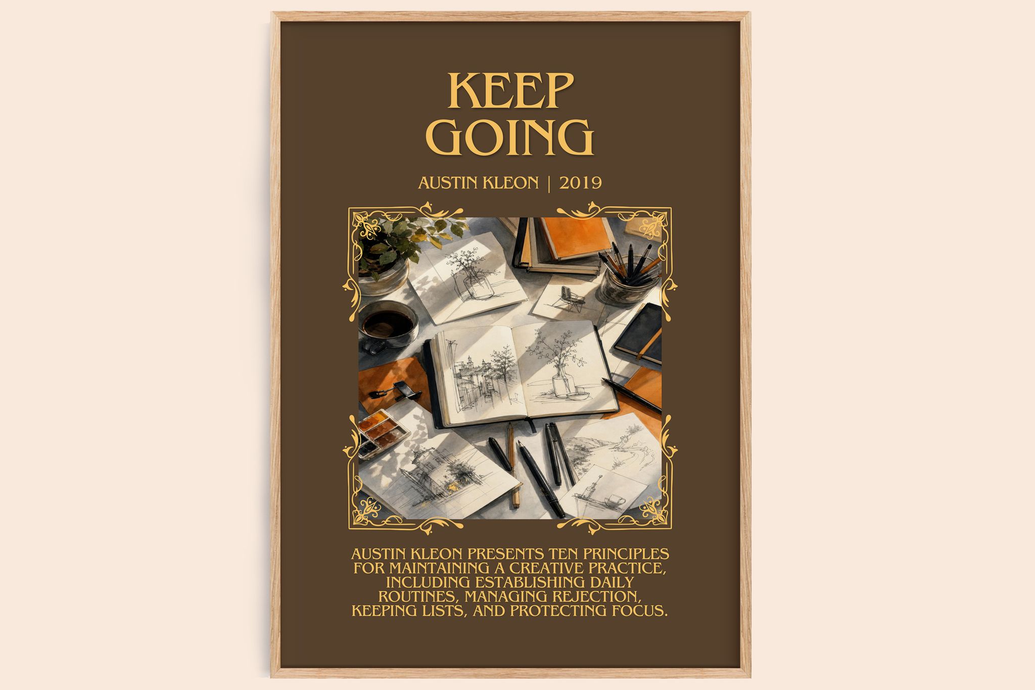 Keep Going Minimalist Book Poster by Austin Kleon