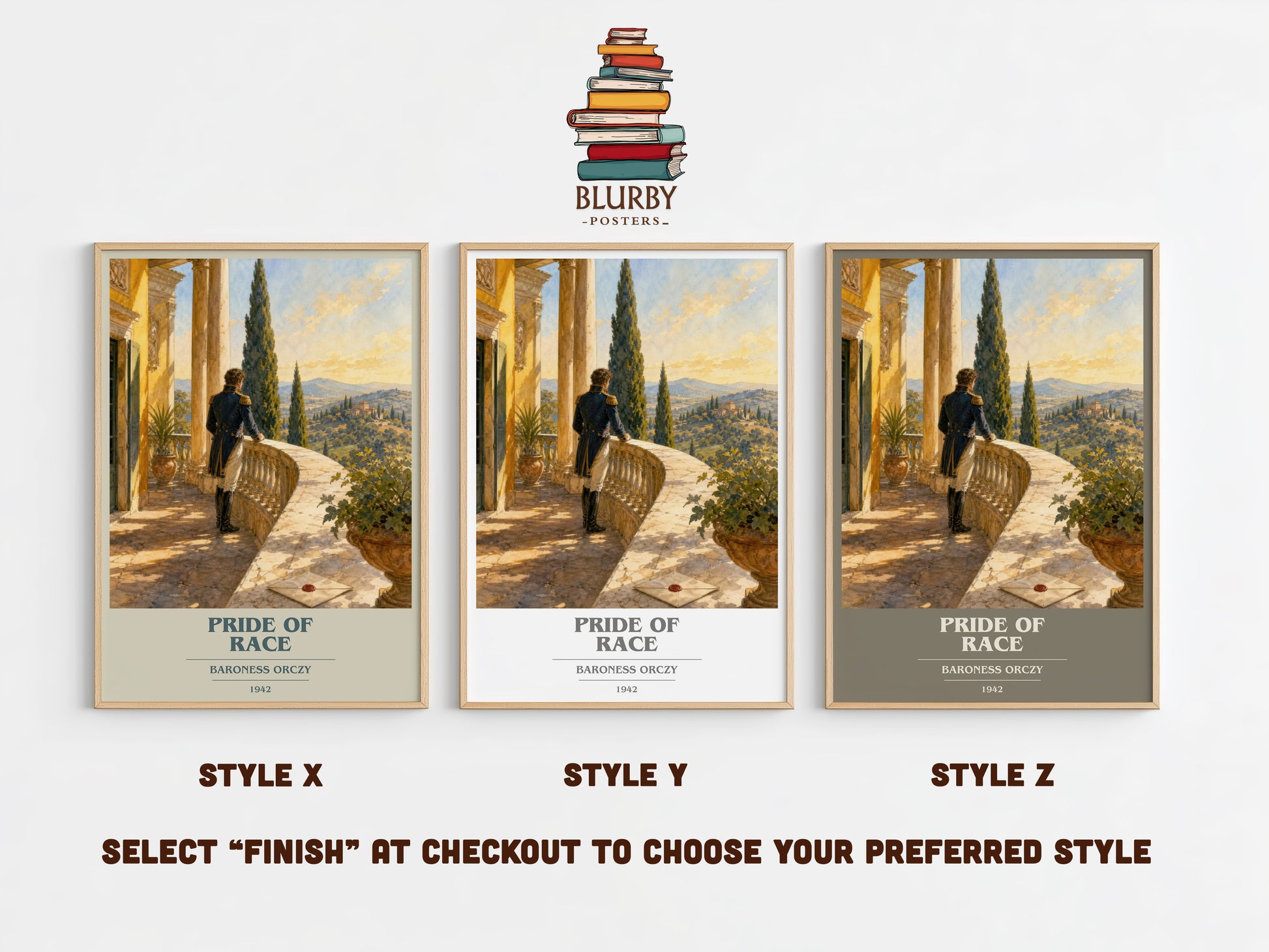 Pride Of Race book cover print in frame leaning in hallway – historical fiction wall art
