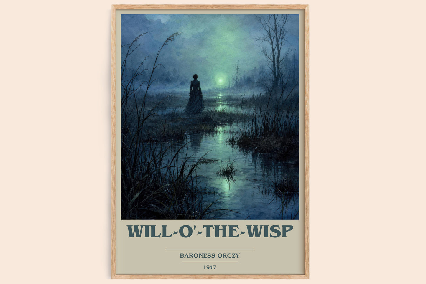 Will-O'-The-Wisp book cover book poster by Baroness Orczy – framed literary art print