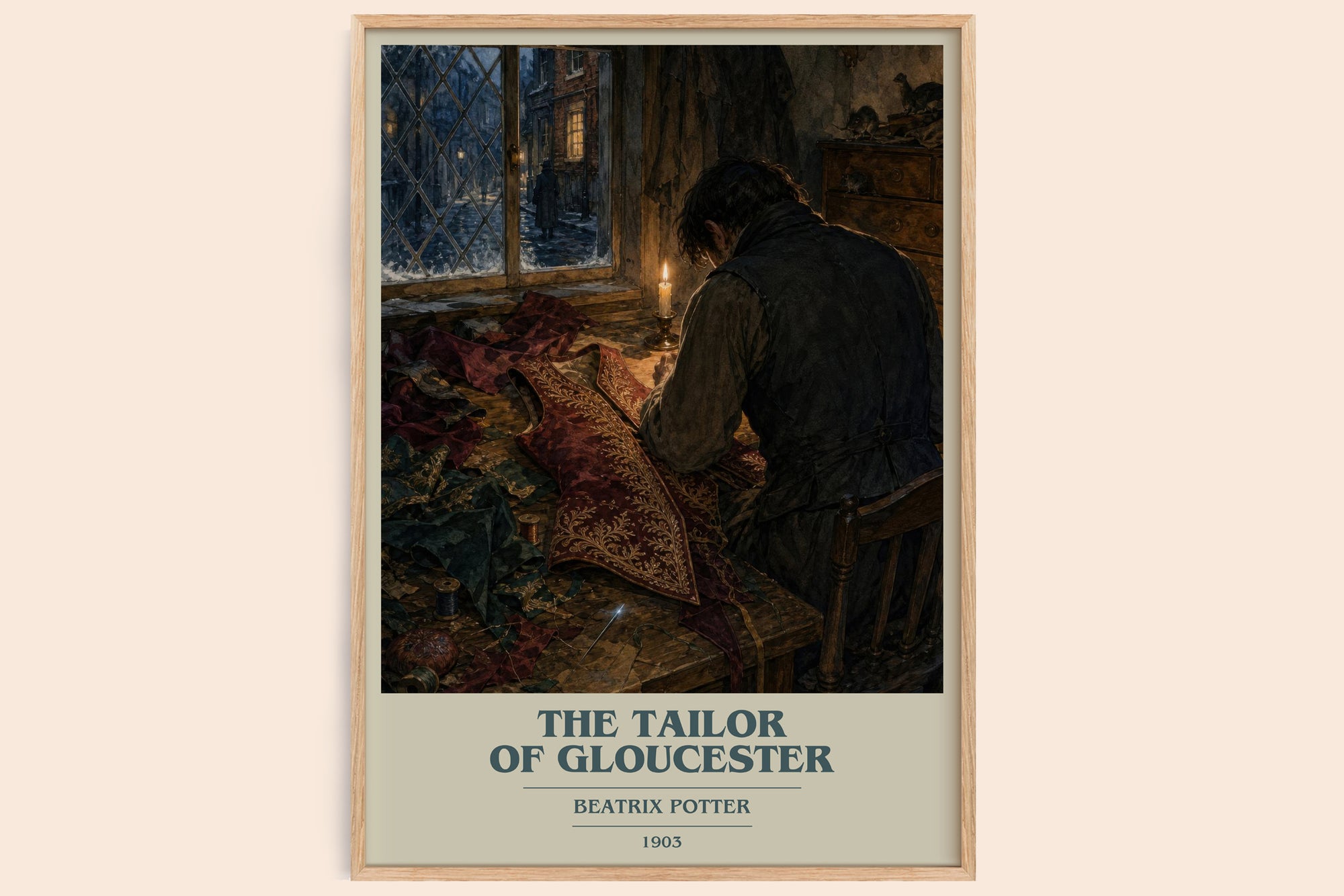 The Tailor Of Gloucester book cover book poster by Beatrix Potter – framed literary art print