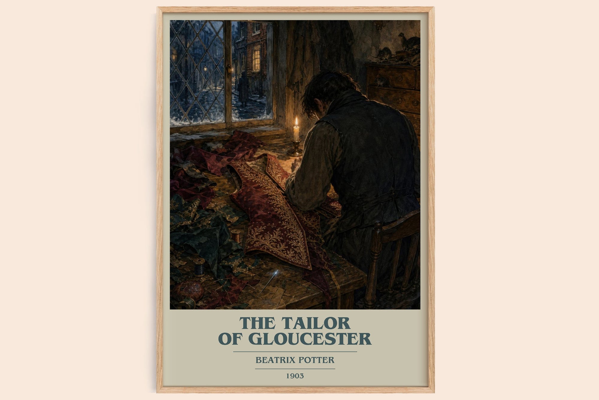 The Tailor Of Gloucester book cover book poster by Beatrix Potter – framed literary art print