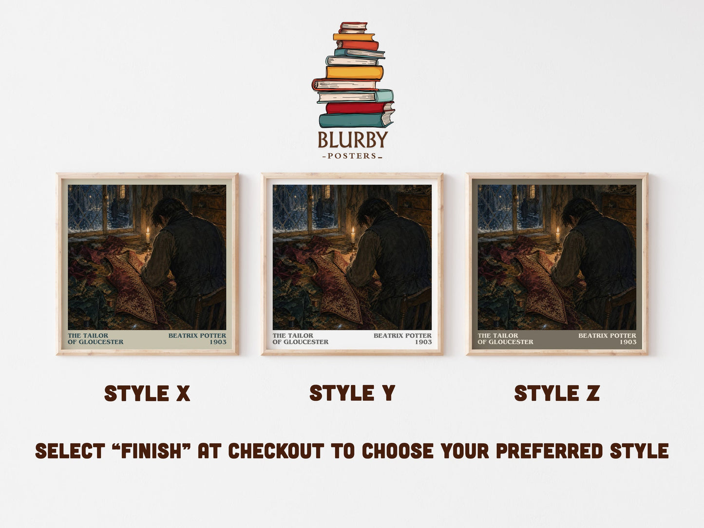 The Tailor Of Gloucester literary print in frame leaning in hallway – childrens wall art