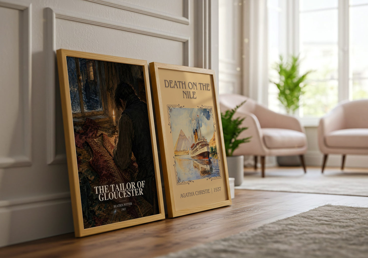 The Tailor Of Gloucester watercolour print framed by window – literary home decor