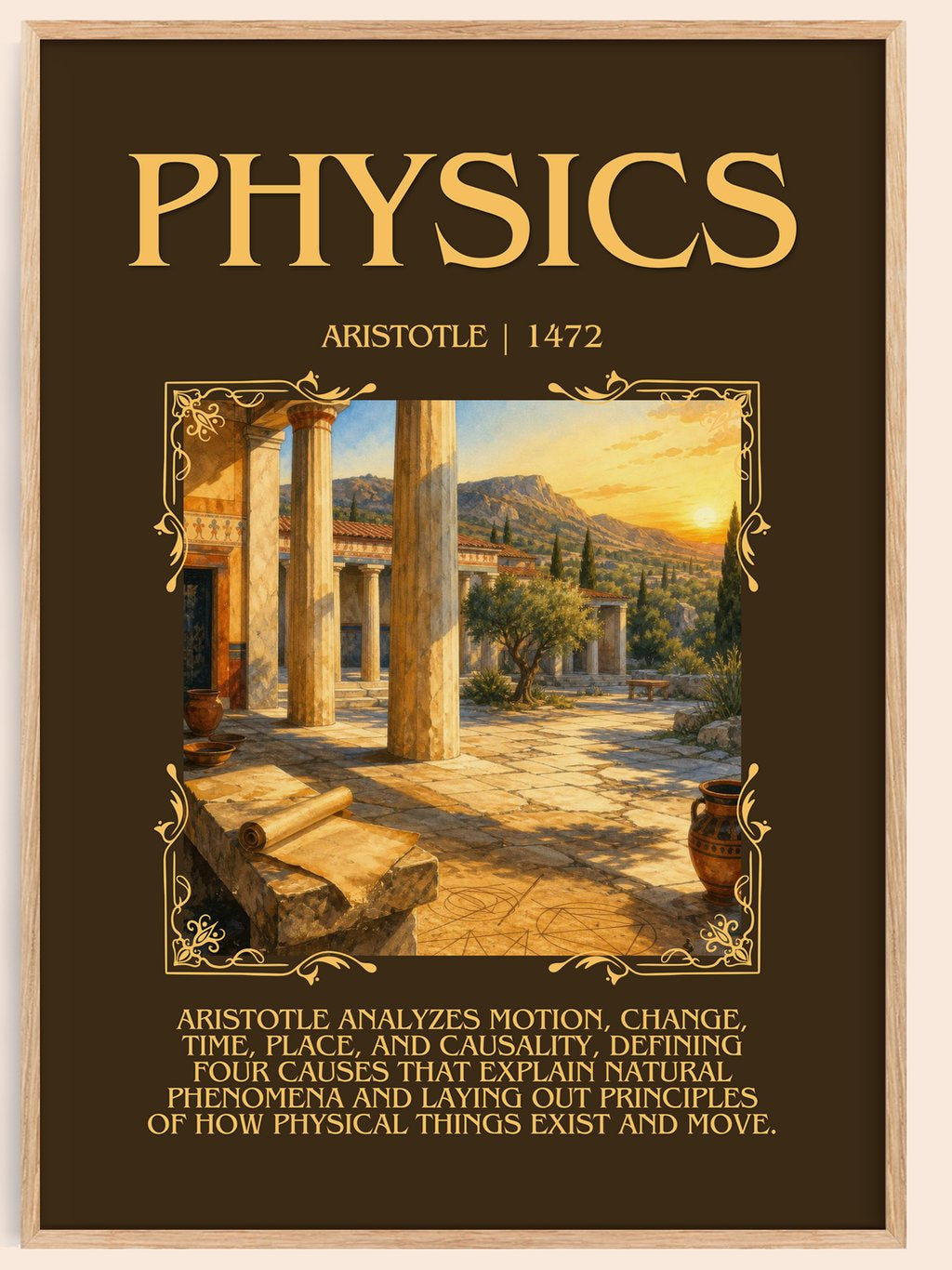 Physics minimalist book poster by Aristotle – framed literary art print