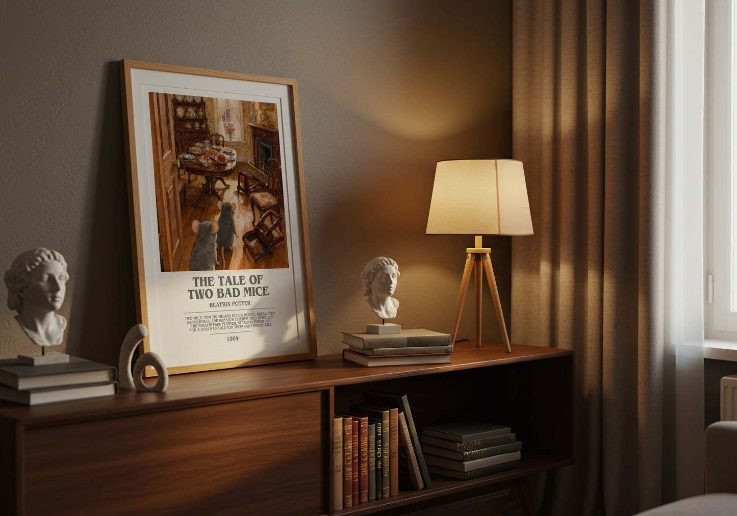 The Tale Of Two Bad Mice bookish book poster framed on wall – childrens wall art