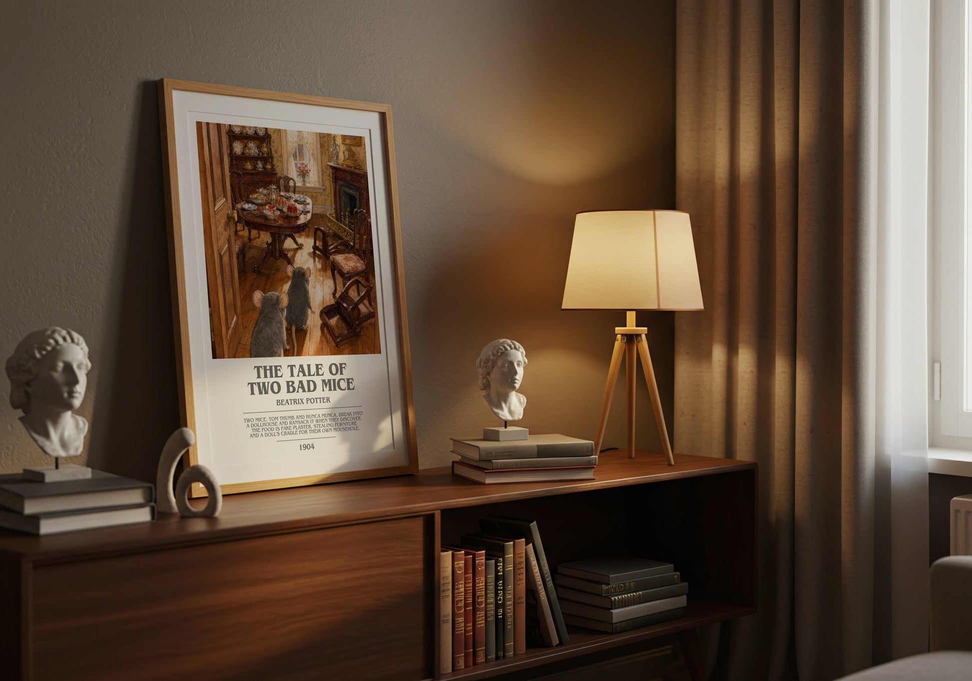 The Tale Of Two Bad Mice bookish book poster framed on wall – childrens wall art