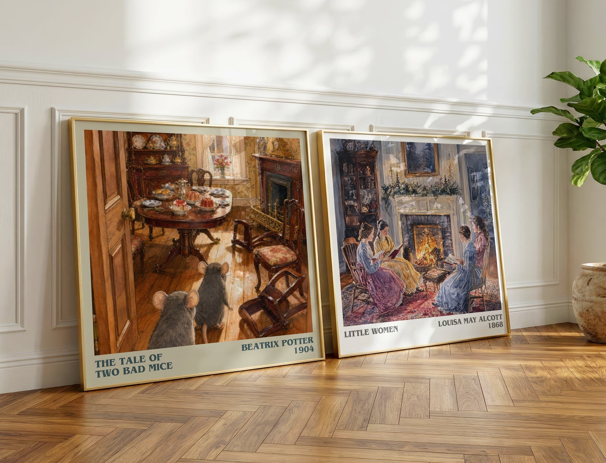The Tale Of Two Bad Mice literary print on bookshelf – Beatrix Potter fan gift