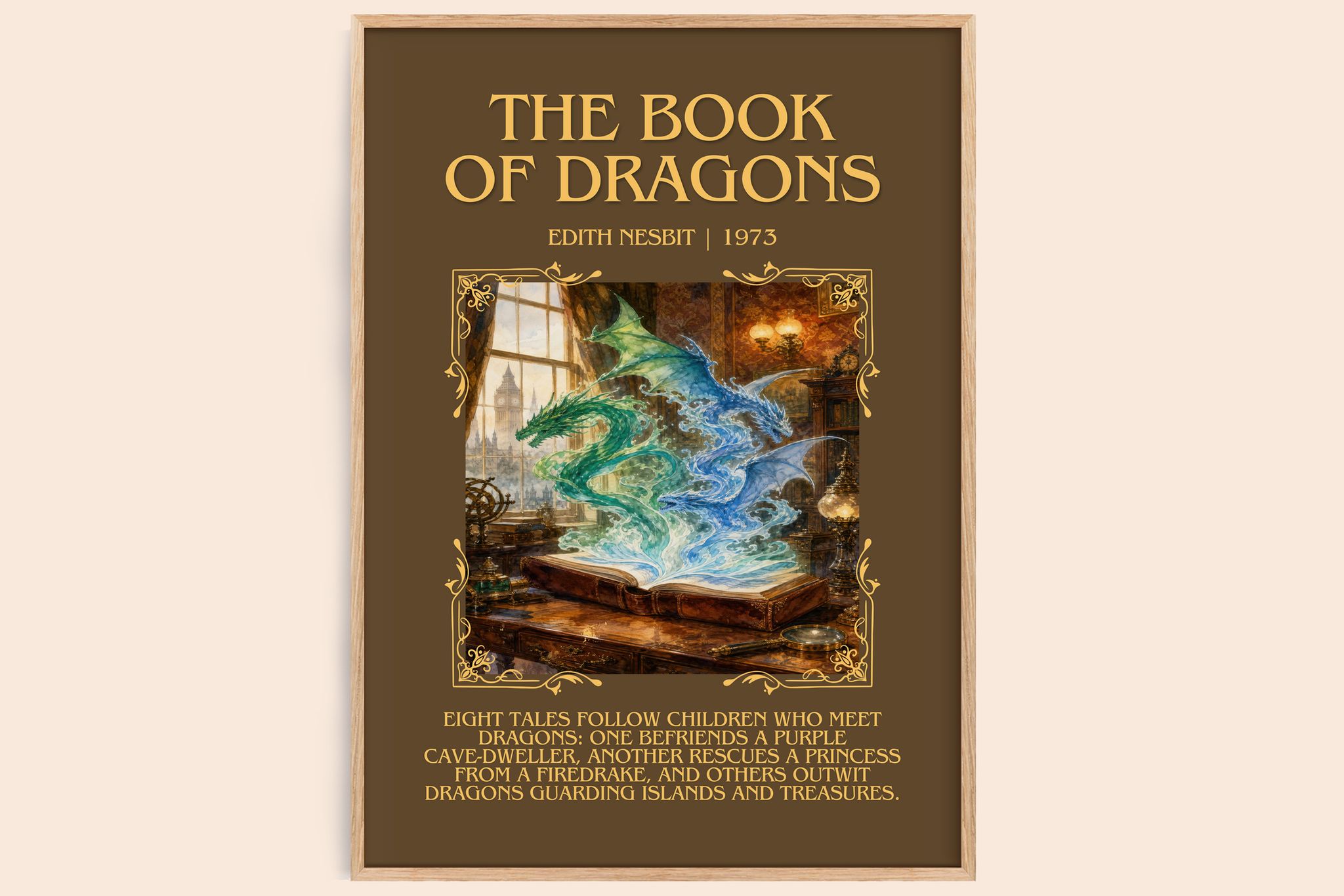 The Book of Dragons Minimalist Book Poster by Edith Nesbit