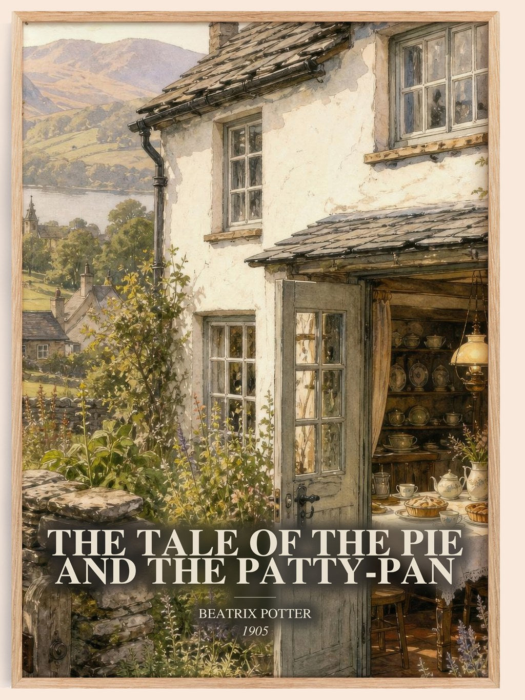 The Tale Of The Pie And The Patty-Pan watercolour book poster by Beatrix Potter – framed literary art print