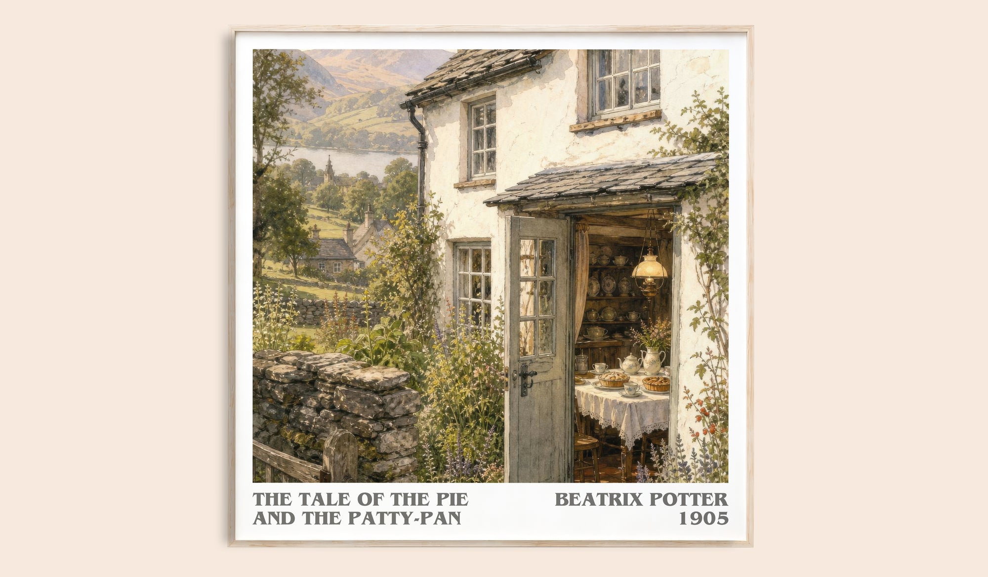 The Tale Of The Pie And The Patty-Pan literary book poster by Beatrix Potter – framed literary art print