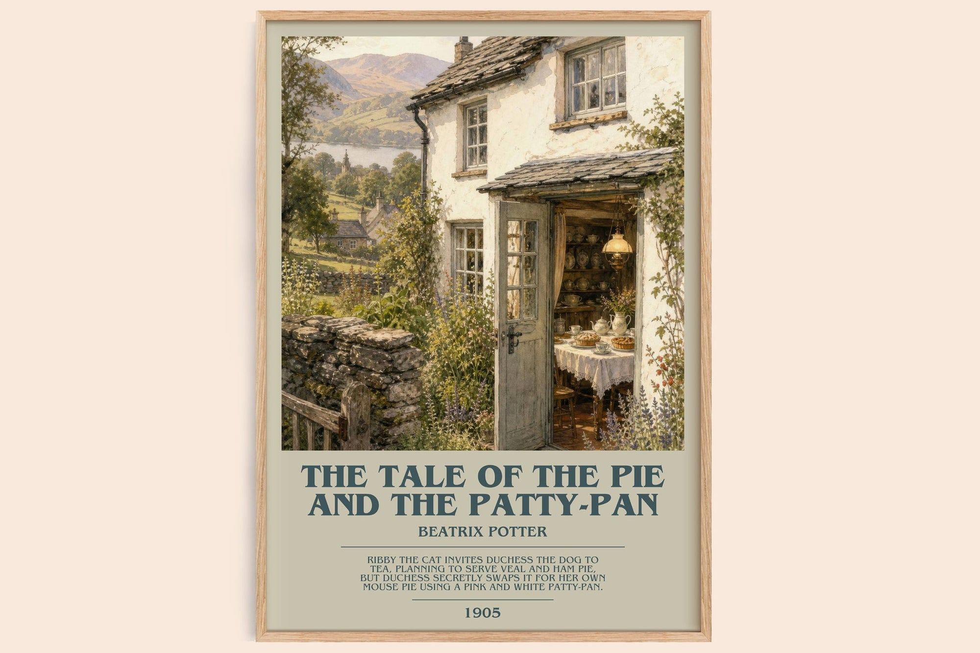 The Tale Of The Pie And The Patty-Pan bookish book poster by Beatrix Potter – framed literary art print