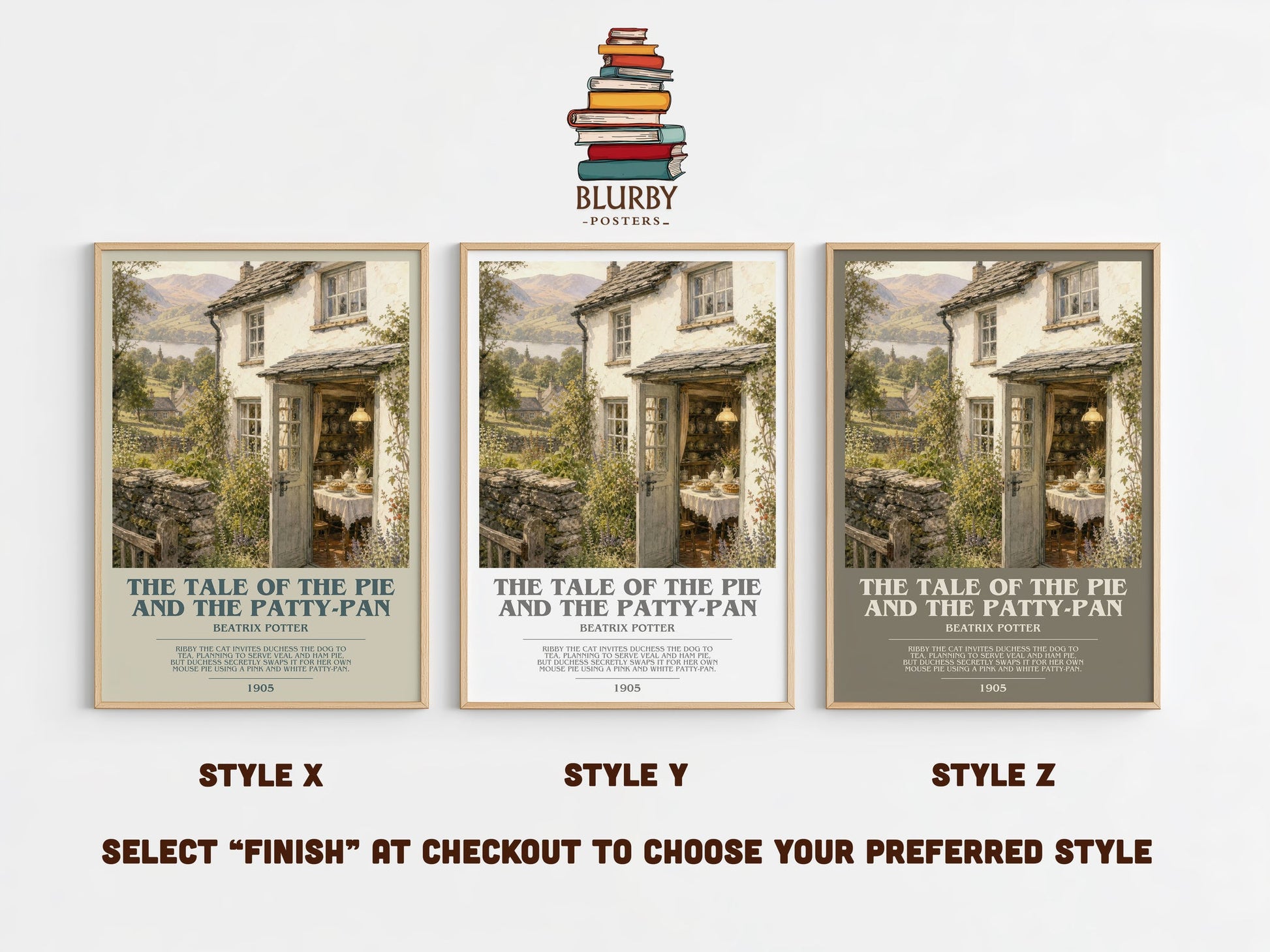 The Tale Of The Pie And The Patty-Pan bookish print in frame leaning in hallway – childrens wall art