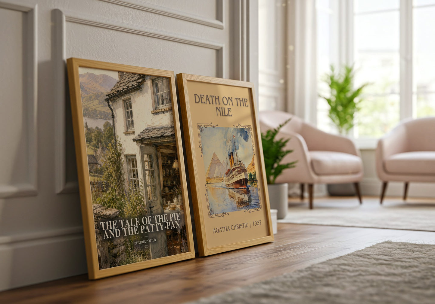 The Tale Of The Pie And The Patty-Pan watercolour print framed by window – literary home decor