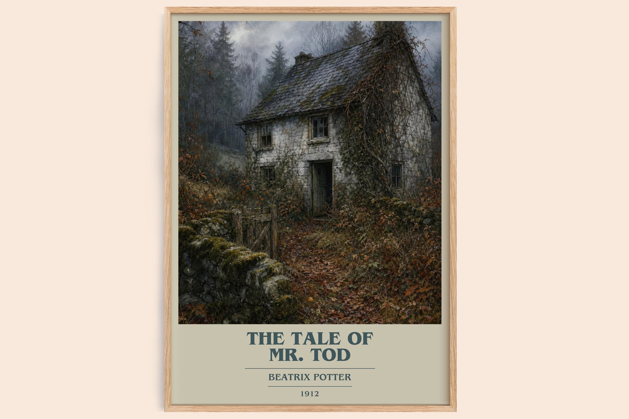 The Tale Of Mr. Tod book cover book poster by Beatrix Potter – framed literary art print
