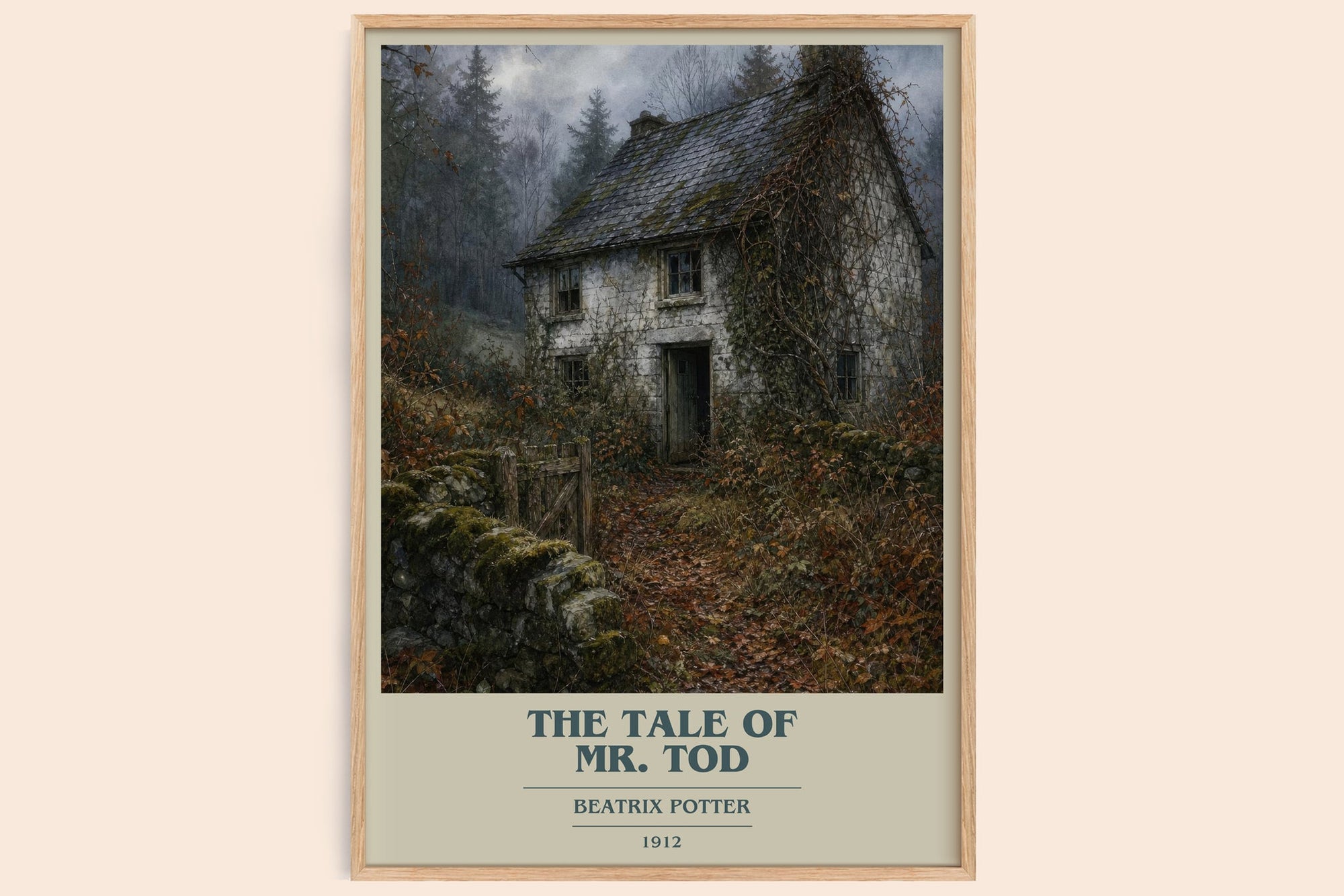 The Tale Of Mr. Tod book cover book poster by Beatrix Potter – framed literary art print