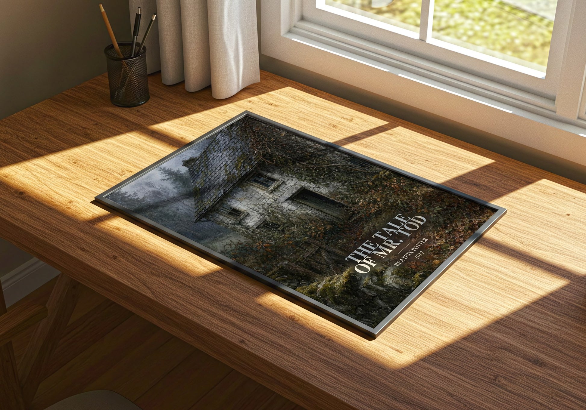 The Tale Of Mr. Tod watercolour book poster framed on wall – childrens wall art
