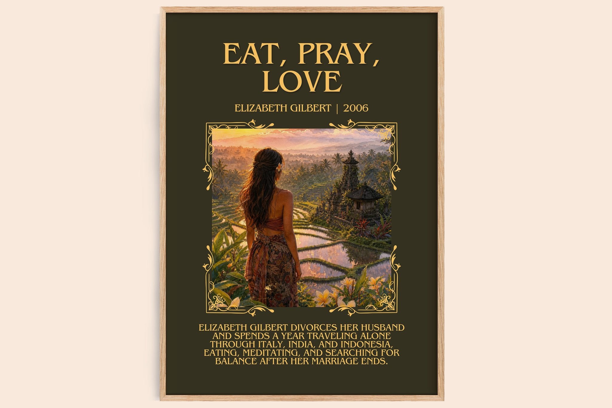 Eat, Pray, Love Minimalist Book Poster by Elizabeth Gilbert
